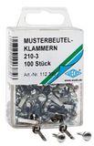 Wedo 112300 monsterzakklemmen (ronde kop 210-3 in SB-doorzichtige doos) 100 stuks, zilver