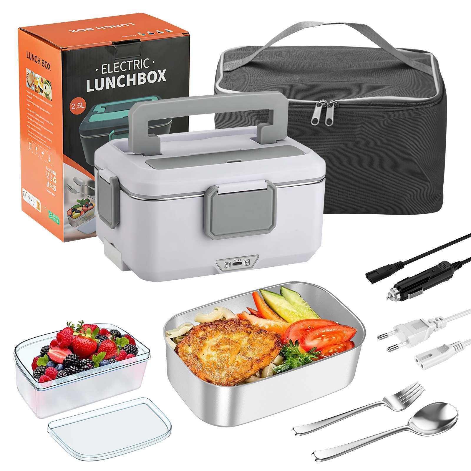 NONE 2,5L 90W elektrische lunchbox voedselverwarmer draagbare voedselverwarmer voor auto of thuis lekvrije lunchverwarming magnetron voor vrachtwagens