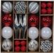 Decoris Kerstballen en ornamenten set - 46-delig - rood/wit/zilver - kunststof