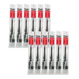 Pentel LR10-B Navulling voor EnerGel pennen 0,5 mm lijndikte, 1,0 mm kogeldiameter, 12 stuks, rood