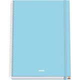 Dohe SERENITY - Notitieboek, A4, geruit, 100 vellen, dikte 90 g/m², afmetingen 22,8 x 30 cm, hardcover, ringsluiting en elastiek, 5 mm geruit, schoolmateriaal - SERENITY blauw