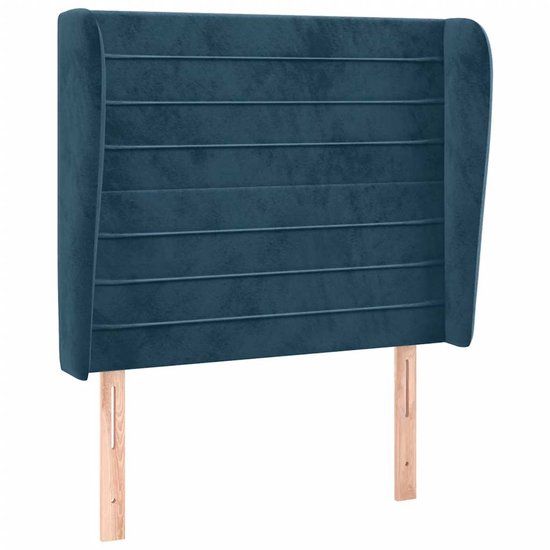 vidaXL Hoofdbord met randen fluweel donkerblauw 93x23x118/128 cm