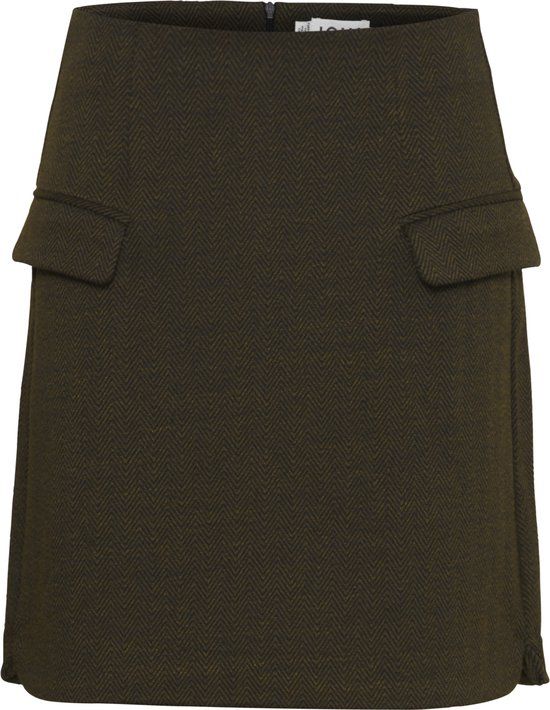 ICHI IHKATE JACQUARD SK5 Dames Rok - BLACK BROWN HERRINGBONE - Maat L