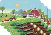 Merkloos Venilia Placemat Kids boerderij, schilderonderlegger, tekenonderlegger, placemat voor eetkamer, geschikt voor levensmiddelen, 45 x 30 cm, 4 stuks