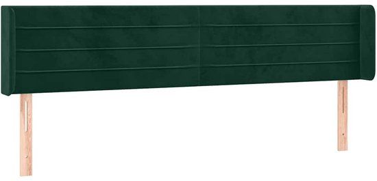VidaXL Hoofdbord met Randen 163x16x78/88 cm Donkergroen Polyester/Hout