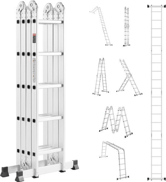 Vevor Multifunctionele Ladder 7-in-1 5 Treden Aluminium 575cm