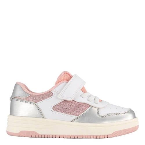 Graceland leren sneakers zilver/lichtroze