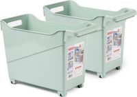 Plasticforte Trolley Container - 2x - vert menthe - L38 x B18 x H26 cm - plastique
