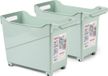 Plasticforte Trolley Container - 2x - vert menthe - L38 x B18 x H26 cm - plastique