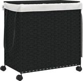 vidaXL Wasmand op wielen 60x35x60,5 cm rattan zwart