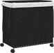 vidaXL Panier à linge sur roulettes 60x35x60,5 cm rotin noir