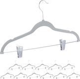 Merkloos Relaxdays kledinghangers met knijpers - set van 12 - antislip - 43 cm - broekhanger - grijs