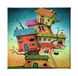 Homemania Wandbord voor woonkamer, slaapkamer, meerkleurig, 60 x 3 x 60 cm, HM20KNV60 x 60 – 133, polyester, hout
