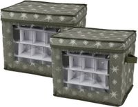 Decoris Kerstballen Opbergbox - 2x - Groen - 41 x 31 x 32 cm - Polyester