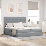vidaXL LED opbergbed met matras Lichtgrijs 180 x 200 cm Stof