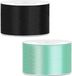 Ruban décoratif/ruban cadeau/ruban satin - Lot de 2 pièces - noir et vert menthe - 38 mm x 25 m