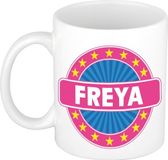 Bellatio Decorations Freya Voornaam Koffiemok Beker Wit/Roze 300 ml
