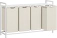 VASAGLE Wasmand 4 vakken met plank, 4 x 40 L, 116 x 33 x 72 cm, wit