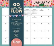 Go Flow Go with the Flow: Inspiration and Organization for 2027 : A Magnetic Monthly Calendar for Fridge, Wall, or Desk