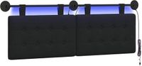 vidaXL - Hangend hoofdbord - Met LED-verlichting - Zwart - Stof