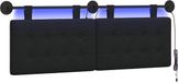 vidaXL - Hangend hoofdbord - Met LED-verlichting - Zwart - Stof