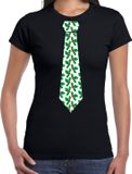 Bellatio Decorations Stropdas Kerst T-shirt Mistletoe Patroon Dames Zwart L