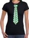 Bellatio Decorations Stropdas Kerst T-shirt Mistletoe Patroon Dames Zwart L