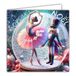 23090 Vierkante kaart, vrolijk kerstfeest, sneeuwbal, zilverkleurig, glanzend, met vierkante envelop, wit, formaat 15 x 15 cm, ballerina, dansende ster, tutu, roze en houten soldaat, notenkraker, gemaakt in Frankrijk