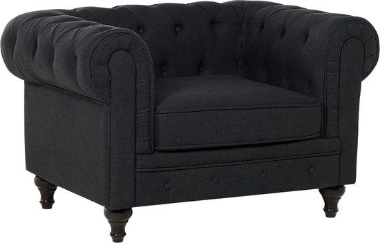 Beliani Chesterfield Fauteuil - Grafietgrijs - Polyester - Retro & Vintage
