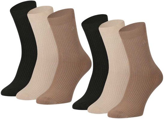 Morethansocks - Bamboe sokken heren - 2 x 2 rib - Multi Beige - 2 paar