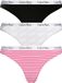 Calvin Klein - Dames 3-Pack String Roze, zwart, grijs L