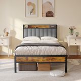 Bealife BF25 Bedframe - 200 x 120 cm - met Opslaghoofdsteun - Licht Grijs