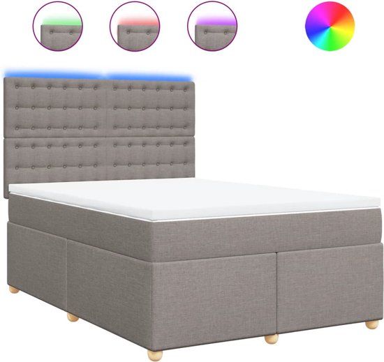 vidaXL Boxspring met matras stof taupe 160x200 cm