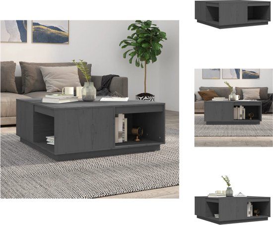 vidaXL Salontafel 100x101x40,5 cm massief grenenhout grijs