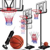 KESSER® Basketballkorb Premium mit Ständer & Rollen, höhenverstellbar 230-305cm, inkl. Ball & Pumpe