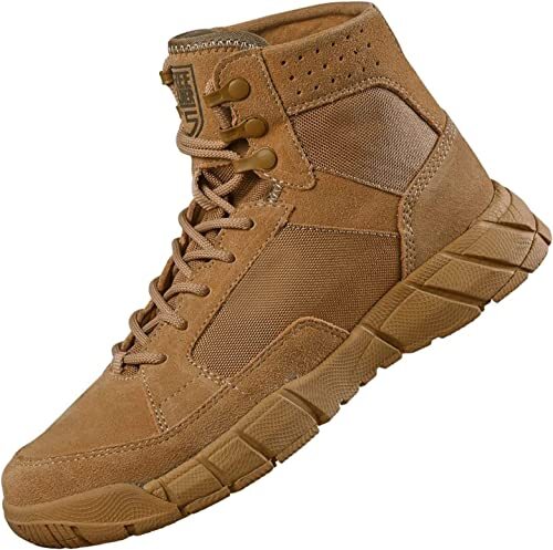 FREE SOLDIER Heren enkellaarzen Ultralight Military Tactical werklaarzen enkelhoog 15 cm kant tot ademende Desert Boots, 43_EU, bruin (dunne snede)