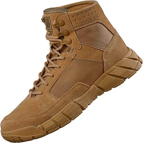 FREE SOLDIER Heren enkellaarzen Ultralight Military Tactical werklaarzen enkelhoog 15 cm kant tot ademende Desert Boots, 43_EU, bruin (dunne snede)