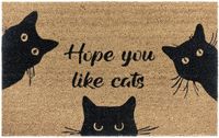 Hanse Home Kokos Deurmat voor Binnen - Natuurlijk, Kattenmotief, Weerbestendig en Antislip - 45x75cm