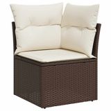 vidaXL 6-delige Loungeset met Kussens, Poly Rattan, Bruin