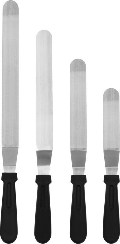 Krumble Paletmessenset - Set van 4 - RVS en kunststof - Zwart