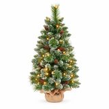 Yorbay Mini Kunstkerstboom 70 cm - LED - Sneeuw en Dennenappels