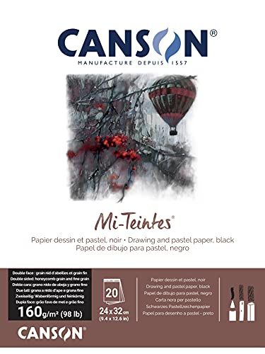 Canson MI-TEINTES® papier (honingraatpatroon) – blok 20 vellen 24 x 32 160 g/m² zwart 425