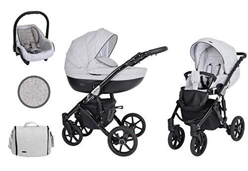 Lux4Kids Kinderwagen 3in1 2in1 Isofix kinderwagen set + accessoires Kleurselectie Mila Black van ChillyKids Silver 06 3in1 (inclusief autostoeltje)