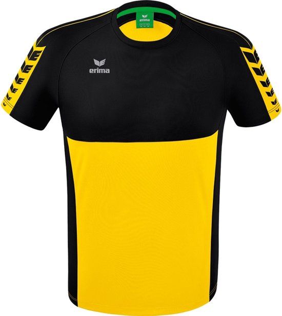 Erima Six Wings T-Shirt - Geel/Zwart - Maat L - Heren