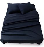 Blumtal 3-delige Set Bedlaken - Hoeslaken 160 x 200 x 30 cm - Laken 240 x 275 cm - 2 x Kussensloop 50 x 80 cm - Dark Ocean Blue