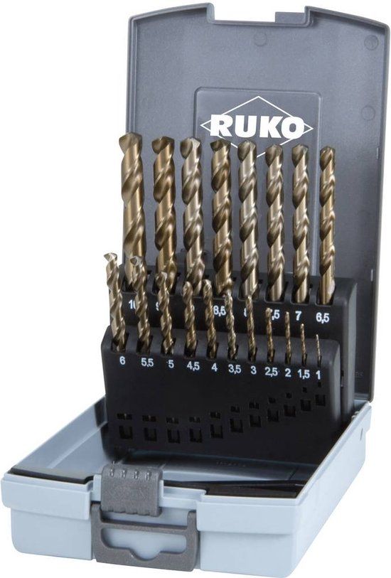 RUKO 215214RO HSSE-Co 5 Metaal-spiraalboorset - 19-delig