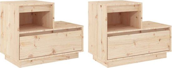 vidaXL Nachtkastjes 2 stuks massief grenenhout 60x34x51 cm Naturel