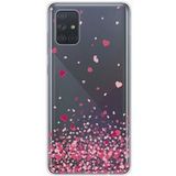 Samsung Galaxy A71 Confettis de coeurs rose bedrukt siliconen hoesje