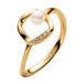 PANDORA Damesring met kleine parel goudkleurig 163831C01, 52/16,6, Sterling zilver, Parel