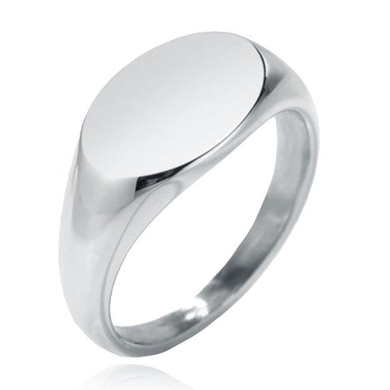 Cilla Jewels Lookinggoodtoday Zilverkleurige Ovale Dames Zegelring van Edelstaal-20mm